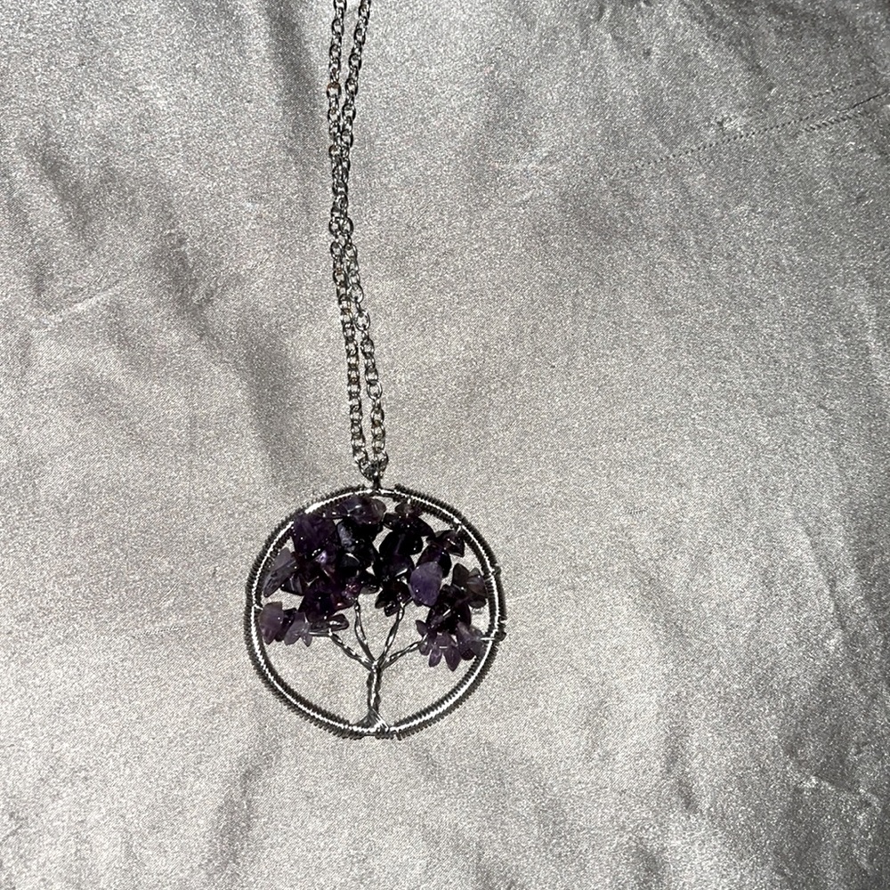 Amethyst tree of life necklace